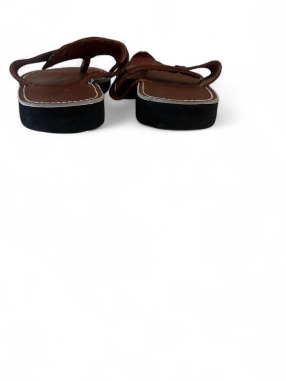 Source Unknown Brown Leather Sun Motif Toe-Post Sandals - Picture 3 of 4
